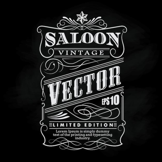 Western hand drawn frame label blackboard typography border