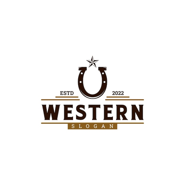 Western logo design vintage horseshoe with star logo emblem