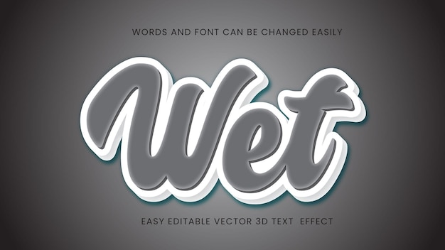 Wet 3d editable text effect font