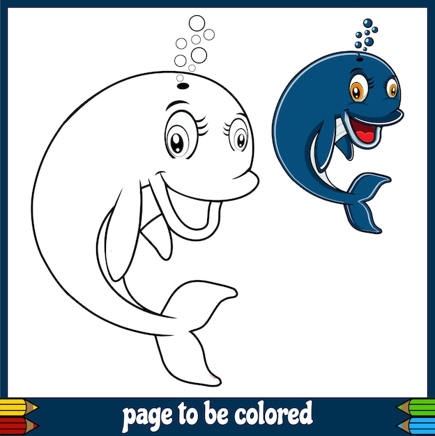 Whale blue cartoon coloring book