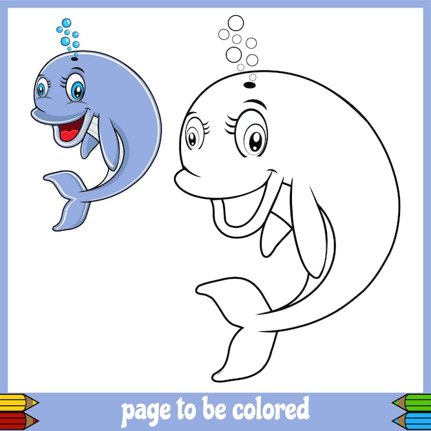 Whale cartoon coloring book