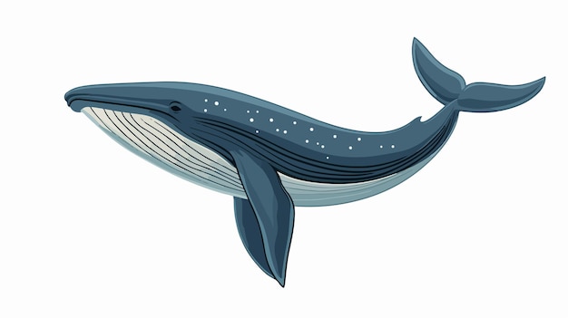 Whale Cartoon Vector Illustration Isolated Cute Whale Character Drawing