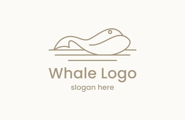 Whale icon logo vector template Humpback whale whale tail ocean fish icon logo line art