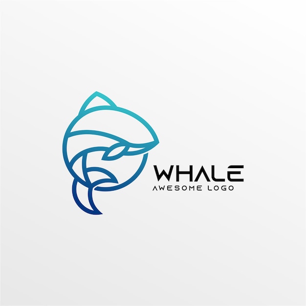 Whale line art gradient logo vector design