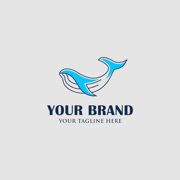 Whale line logo design vector