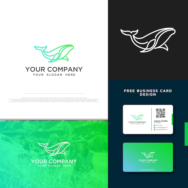 Whale Logo with Free Business Card Design