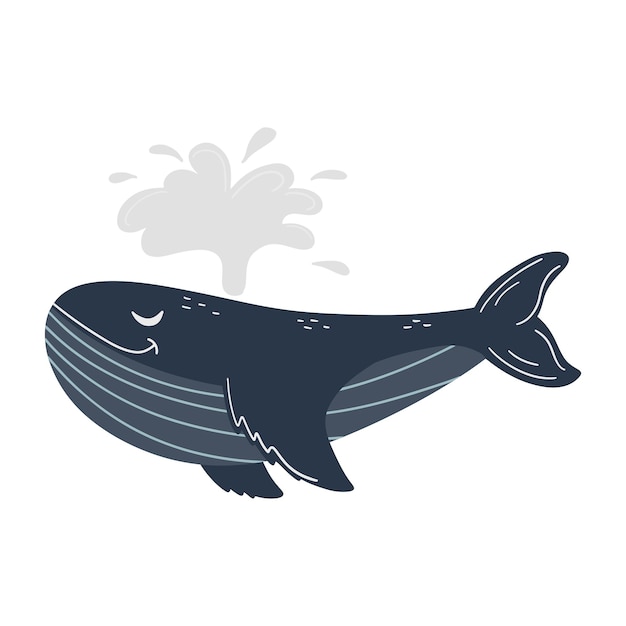 Whale Marine underwater animal Vector illustration on a white background in cartoon style