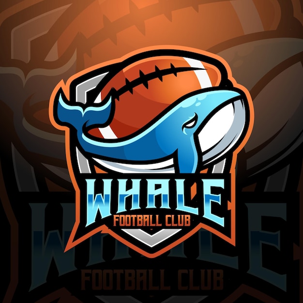 Whale mascot american football and rugby team logo design vector with modern illustration concept style for badge emblem and tshirt printing logo for sport gamer streamer league and esport team