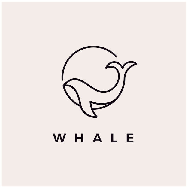 Whale monoline logo design icon  illustration