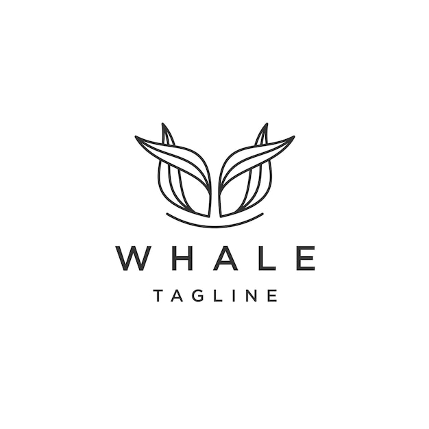 Whale tail line logo design template flat vector