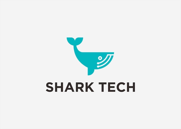 whale tech logo design icon vector illustration