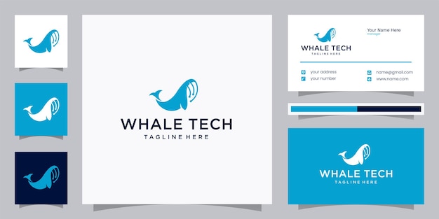 Whale technology logo design template