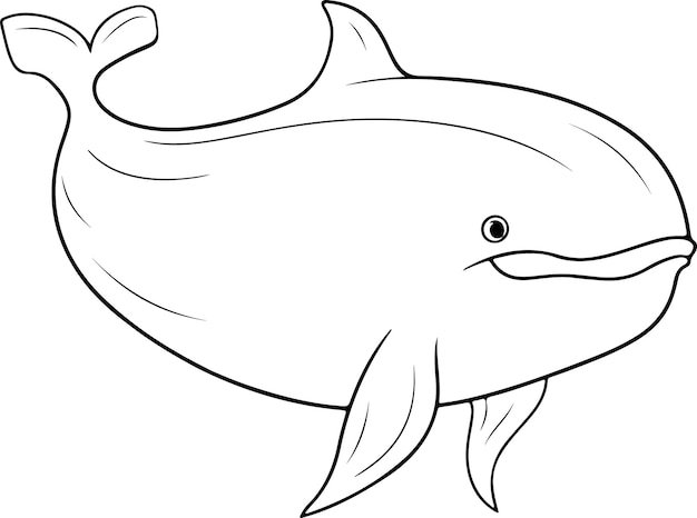 Whale vector illustration Sea animal coloring book or page for children