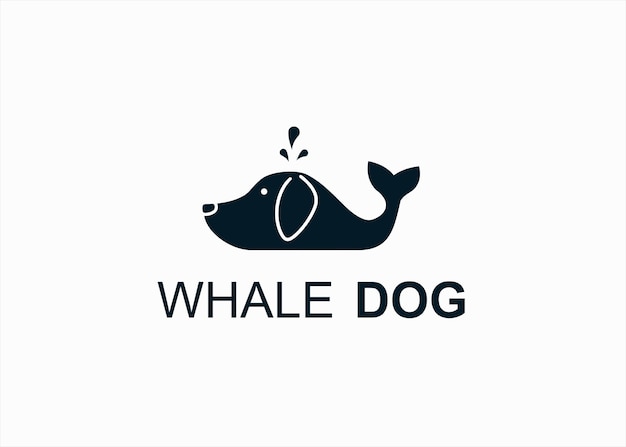 whale with dog logo design vector silhouette illustration