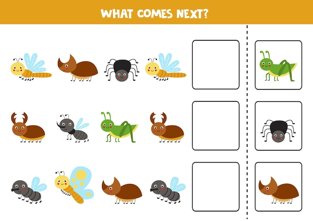 What comes next game with cute insects educational logical game for kids