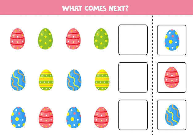 What comes next. Sequence game for children.  Set of Easter eggs.