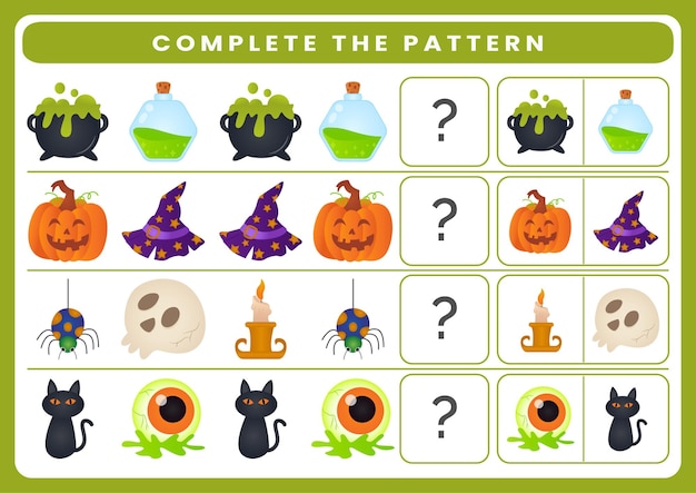 What comes next worksheet for kids theme halloween