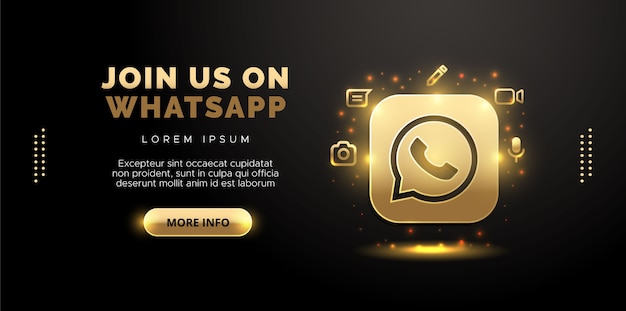 Whatsapp design in gold on black background