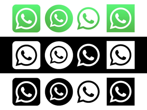 whatsapp icon set design green black and white design