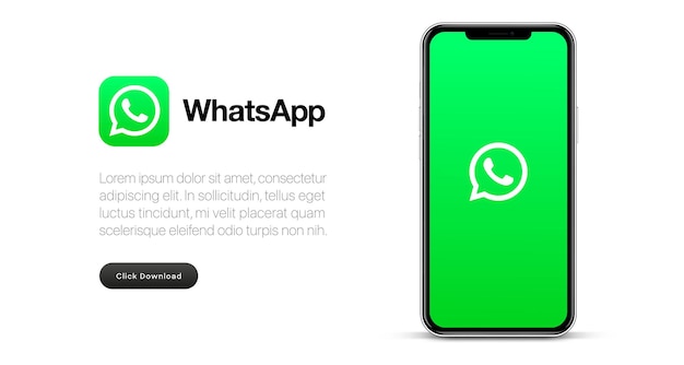 Vector whatsapp logo and banner with smart phone mockup. whatsapp is a messaging app for smartphones.