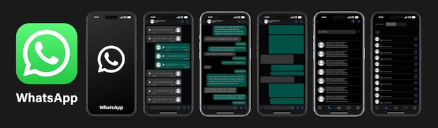 Vector whatsapp mockup on a black background social network interface template whatsapp social media voice messages and chats on the iphone screen