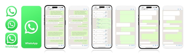 Vector whatsapp mockup on a white background social network interface template whatsapp social media voice messages and chats on the iphone screen