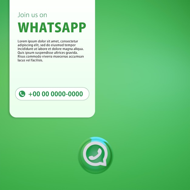 Vector whatsapp service smartphone mockup with whatsapp icons in realistic 3d rendering green screen tem