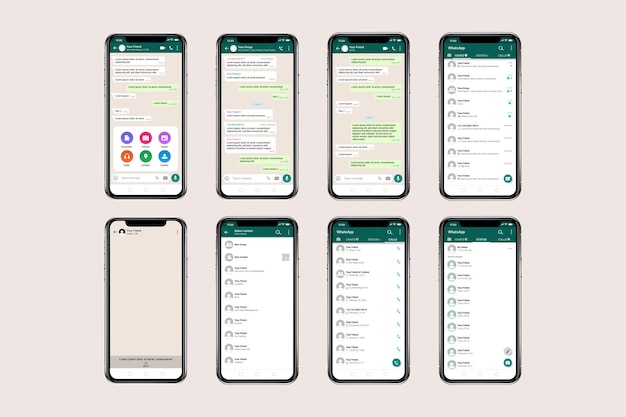 Vector whatsapp ui template on mobile phone