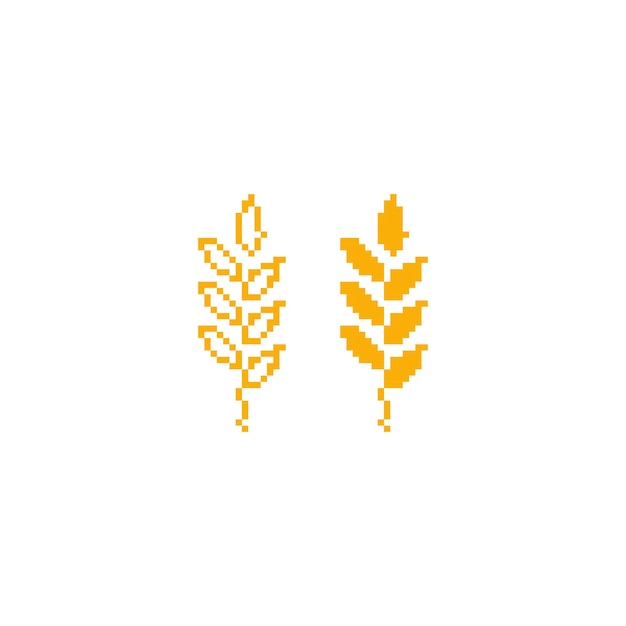 Wheat agriculture organic Pixel art 8 bit vector icon illustration