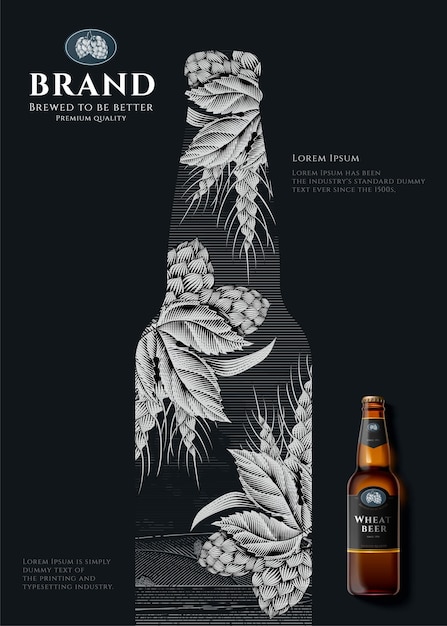 Wheat beer ads in engraving style