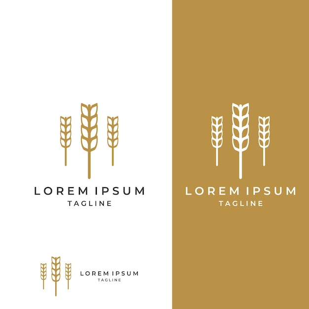 Wheat or cereal logo wheat field and wheat farm logoWith easy and simple editing illustrations