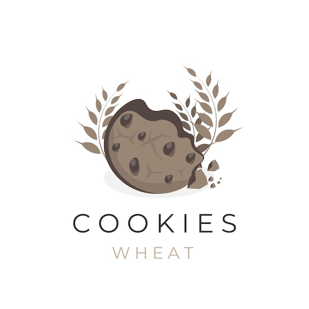 Wheat Chocolate Cookies Vector Illustration Logo