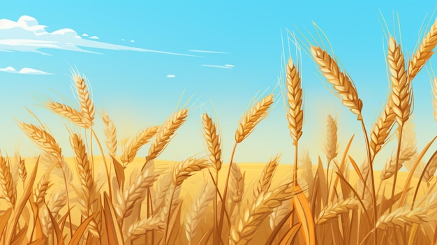 a wheat field with a sky and the words wheat on it