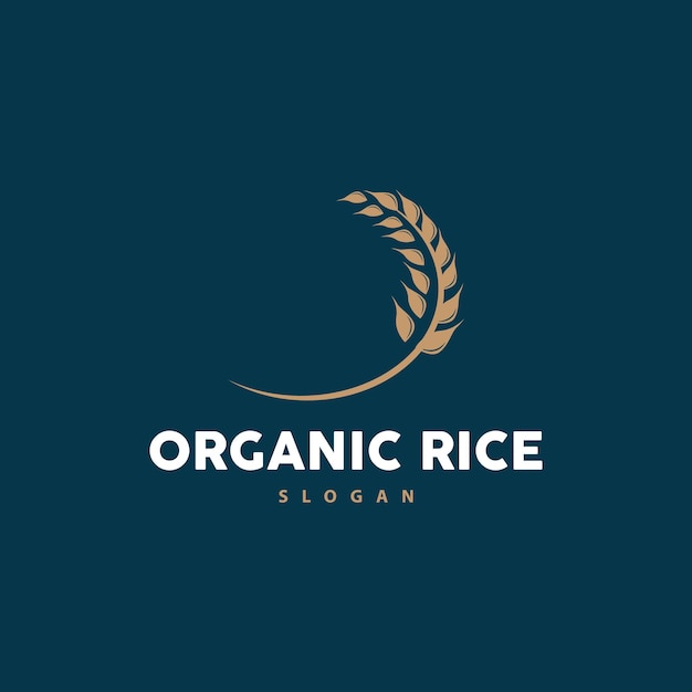 Wheat Grain Rice Logo Simple Design Organic Vector Illustration Icon Template