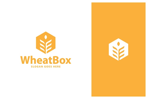 Wheat grain with box logo design vector