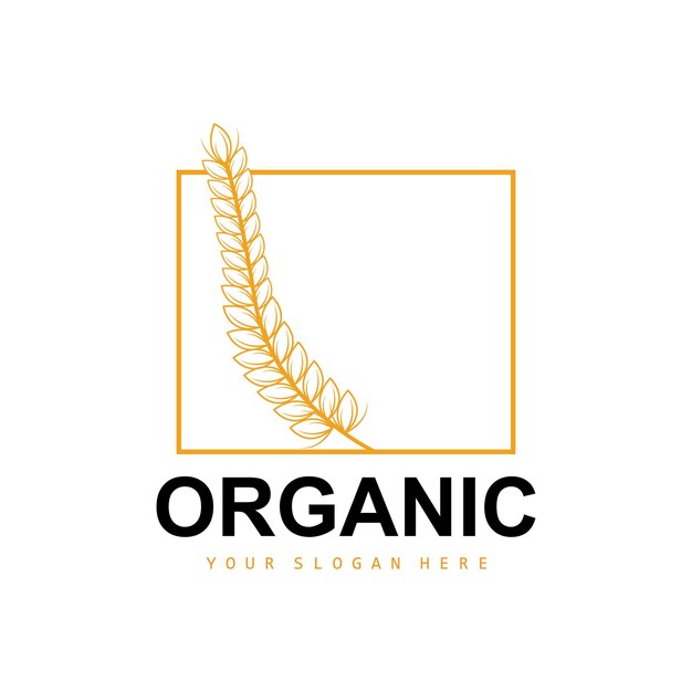 Wheat Rice Logo Agricultural Organic Plants Vector Luxury Design Golden Bakery Ingredients