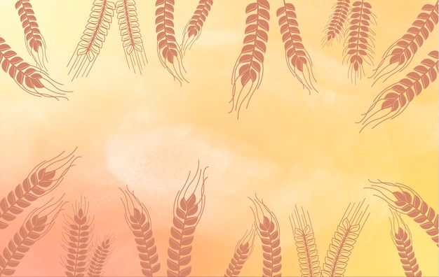 Wheat and watercolor background