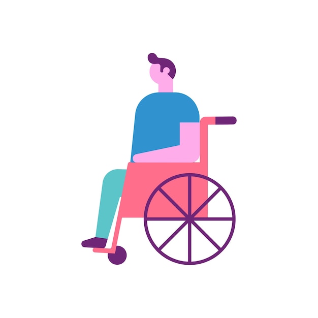 Wheel chair person flat vector illustration