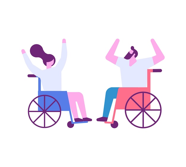 Wheel chair person flat vector illustration