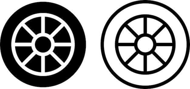 wheel icon sign or symbol in glyph and line style isolated on transparent background