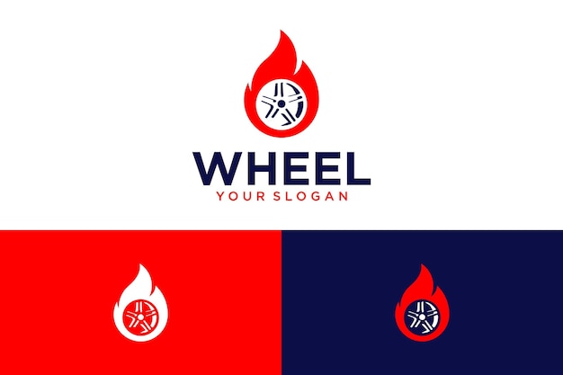 wheel logo design with fire and hot