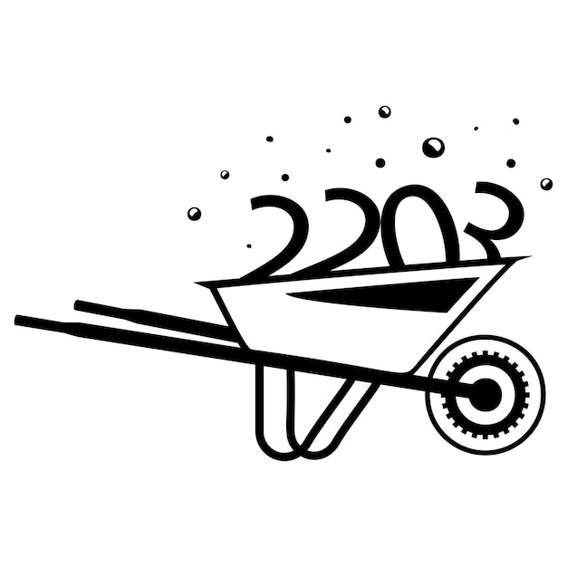 wheelbarrow 2023 concept Twenty Twenty three vector Happy New Year 2023 HNY Wishes New Years Eve