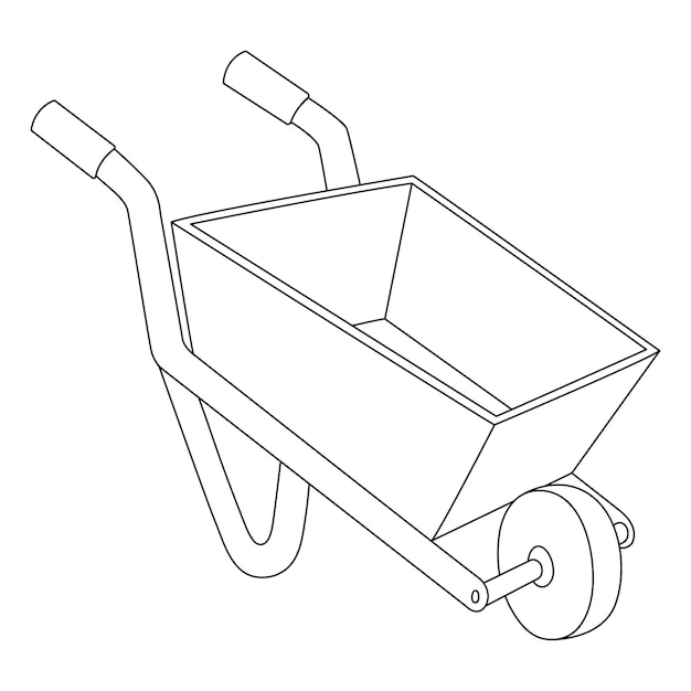 Wheelbarrow Coloring Page Isolated for Kids