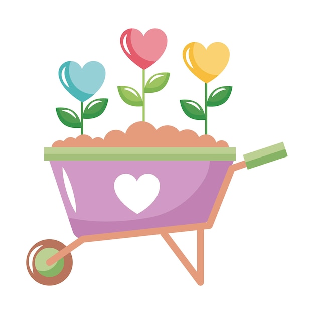 Wheelbarrow with flowers vector