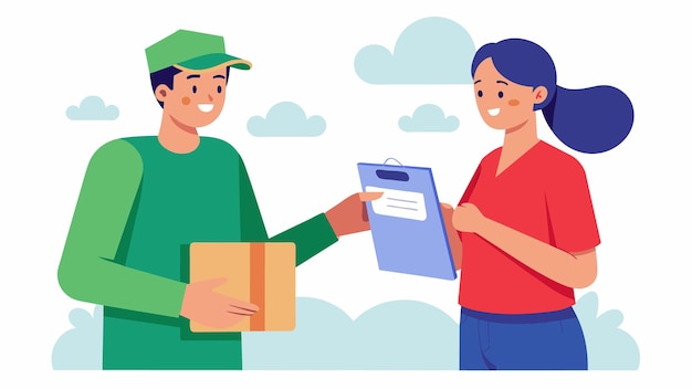 When the package arrives at the customers location the delivery person collects their data through a