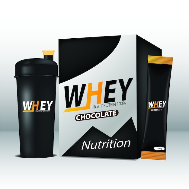 Whey sports nutrition supplements jar