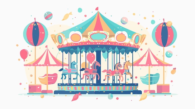 Whimsical Carousel Spinning Joyously in a Carnival