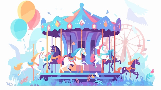 Whimsical Carousel with Brightly Painted Animal