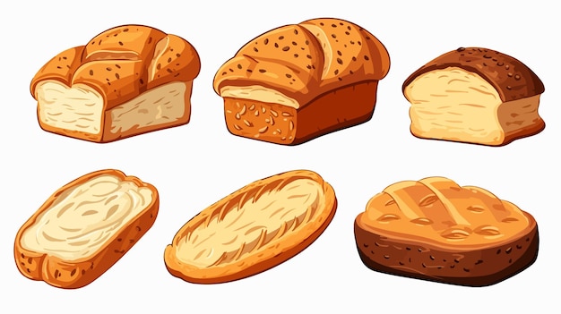 Whimsical Cartoon Bread Vector Illustration for Bakery Food and Cooking Concepts