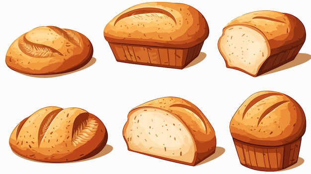 Whimsical Cartoon Bread Vector Illustration for Bakery Food and Cooking Concepts